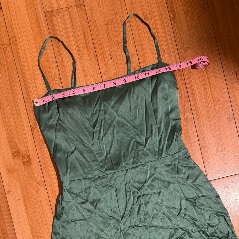 Reformation Kosta Silk Mini Dress Bottle Green Size 4 - Picture 10 of 16